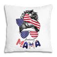 4Th Of July American Mama Messy Bun Mom Life Patriotic Mom Pillow