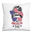 All American Girl Messy Bun Usa Flag Patriotic 4Th Of July V2 Pillow