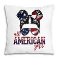 All American Girl Messy Hair Bun Woman Patriotic 4Th Of July V2 Pillow