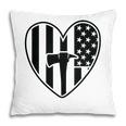 Firefighter Usa Flag Black Heart Gift For Firefighter Pillow