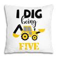 I Dig Being Five 5Th Birthday Yellow And Black Pillow
