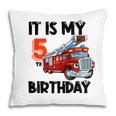 It Is My 5Th Birthday Fire Truck Black Graphic Pillow