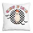 Retro Checkered Creep It Real Ghost Skater Funny Halloween Pillow