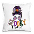 Spooky Mama Messy Bun Skull Mom Monster Bleached Halloween Pillow