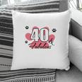40 Happy Birthday 40Th Pink Paw Print Cat Animal Pillow