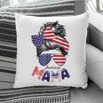 4Th Of July American Mama Messy Bun Mom Life Patriotic Mom Pillow