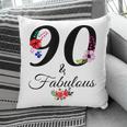 90 & Fabulous 90 Years Old Vintage Floral 1932 90Th Birthday Pillow