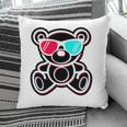Cool Teddy Bear Glitch Effect With 3D Glasses Pillow