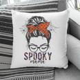 Funny Halloween Spooky Mom Messy Bun Skull Mama Costume Pillow