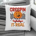 Funny Pumpkin Skateboarding Creepin It Real Halloween Pillow