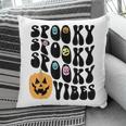 Groovy Spooky Vibes Scary Pumpkin Face Funny Halloween Pillow