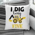 I Dig Being Five 5Th Birthday Yellow And Black Pillow