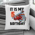 It Is My 5Th Birthday Fire Truck Black Graphic Pillow