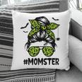 Momster For Women Halloween Mom Messy Bun Leopard Pillow