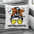Softball Momster For Women Halloween Mom Messy Bun Pillow