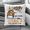 Spooky Mama Born On October 19Th Birthday Bun Hair Halloween Pillow