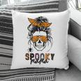 Spooky Mama Skull Halloween Womens Messy Bun Witch Pillow