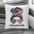 Womens Dispatcher Messy Bun American Us Flag 4Th Of July Pillow