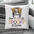 Womens One Spooky Mama Messy Bun Funny Mom Halloween Spider Costume Pillow