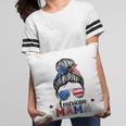 4Th Of July American Mama Messy Bun Mom Life Patriotic Mom Pillow