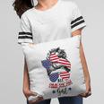 All American Girl Messy Bun Usa Flag Patriotic 4Th Of July V2 Pillow