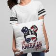 All American Girl Messy Hair Bun Woman Patriotic 4Th Of July V2 Pillow