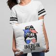 American Girl Messy Hair Bun Usa Flag Patriotic 4Th Of July Pillow
