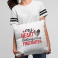 My Heart Belongs To A Firefighter Red Black Pillow