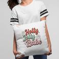 Retro Christmas Holly Jolly Babe Smiley Face Vintage Christmas Pillow