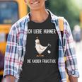 With German Text Ich Liebe Hühner Die Kacken Frühstück Kinder Tshirt