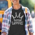 Lopez Family Name Cool Lopez Name And Royal Crown Youth T-shirt