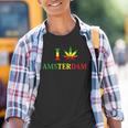 I Love Amsterdam Hemp Leaf Reggae Kiffer Kinder Tshirt