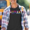 Man With Lesbian Gay Bi Transgender And Pan Flag Kinder Tshirt