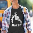 Stay Lit Burning Church Witchcraft Okult Grunge Satanic Kinder Tshirt