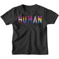 Man With Lesbian Gay Bi Transgender And Pan Flag Kinder Tshirt