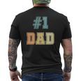 1 Dad Number One Dad Father's Day Vintage Style Mens Back Print T-shirt