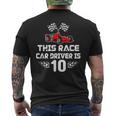 10 Year Old Race Car Birthday Boy For 10Th Birthday Race Car Men's T-shirt Back Print
