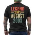 20Th Birthday Legend Since August 2003 20 Years Old Vintage Men's T-shirt Back Print