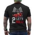 2Nd Birthday Race Car 2 Year Old Let's Roll Toddler Boy Men's T-shirt Back Print