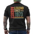 50Th Birthday Legend Since August 1973 50 Years Old Vintage Men's T-shirt Back Print