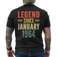 60Th Birthday Legend Since January 1964 60 Years Old Vintage Men's T-shirt Back Print