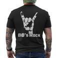 80S Rock N Roll Band Hand Horns Vintage Style Men's T-shirt Back Print
