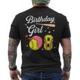8Th Birthday Softball Player Themed Girls Eight 8 Years Old Men's T-shirt Back Print