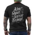 Aim Shoot Swear Repeat Archery Archer Vintage Retro Men's T-shirt Back Print