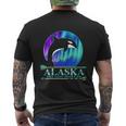 Alaska State Pride Alaska Northern Lights Alaskan Orca Whale Mens Back Print T-shirt