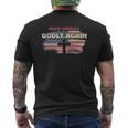 Make America Godly Again Retro Flag Mens Back Print T-shirt