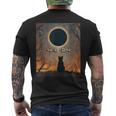 America Totality 4-8-2024 Cat Watching Total Solar Eclipse Men's T-shirt Back Print