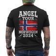Angel Tour Norway 2024 Fishing Team Norway Flag Angler T-Shirt mit Rückendruck