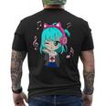 Anime Y Música Chica Para Adolescente Chibi Gráfico Anime Chica Camiseta Hombre Estampado Espalda