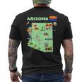 Arizona State Map Us Tourist Attractions Cities Flag Men's T-shirt Back Print